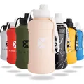 Khroom Edelstahl Trinkflasche 1,3L & 2,2L – Kohlensäure geeignet, auslaufsicher, spülmaschinenfest, einwandig, BPA-frei | Metall Outdoorflasche | 1 Liter Wasserflasche | Sportflasche Vanille