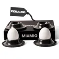 MIAMIO - Eierbecher 4er Set Keramik, Steingut Eierbecher mit Ablage, Restaurantqualität - Spülmaschinenfest (Schwarz)