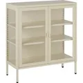 Tectake Metallvitrine Baker Glastüren Mit Magnetverschluss Verstellbare Zwischenböden  80 x 37 x 90 5 cm Creme