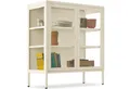 tectake Lowboard Metallvitrine, Kippschutz, höhenverstellbare Füße, 80 x 37 x 90,5 cm (Glasvitrine Baker, in creme), Glastüren mit Magnetverschluss, verstellbare Zwischenböden, Stahl