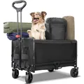 Bollerwagen faltbar 120L Bis 120KG Strandwagen Klappbar mit Regenschutz, Becherhalter, Reflektorstreifen, Faltbarer Bollerwagen Für Hunde, Einkaufen, Camping, Strand, Transport, Outdoor