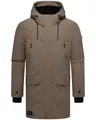 STONE HARBOUR Herren warmer Wintermantel lang Winterparka mit Fleece-Innenfutter, zahlreichen Taschen innen und außen und großer Kapuze Kitraan XX Stone Brown Gr. XL