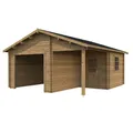 PALMAKO Blockbohlen-Garage, BxT: 510 x 550 cm (Außenmaße), Holz - braun