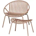 Gartensessel Bruce - Metall & Kunststoff, Lachsrosa, inkl. Hocker