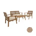 Alice's Garden Gartengarnitur aus Holz und Rundrohrgeflecht 2-Sitzer-Sofa, 2 Sessel, 1 Couchtisch - Bohémia 117 x 64 x 74 cm