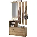 Selsey Yesfir - Garderobenset Mit Schuhschrank, Spiegel, 6 Kleiderhaken Und 2 Offenen Fächern (holzoptik Wotan Eiche)