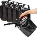 BW® Benzinkanister Metall 5x 5 Liter mit Ausgießer - Kraftstoffkanister Schwarz - RAL 9005 - TÜV-geprüft und UN-Zulassung - 0,8mm Stahl nach DIN 7274 - Made in Europe