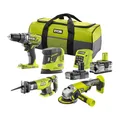 RYOBI 18 V ONE+ 8-tlg, Kombo-Kit R18CK4E-242S, 8-teilig, inkl, 1 x 2,0 Ah, 1 x 4,0 Ah Akku und Ladegerät