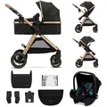 Kinderkraft ESME - multifunktionaler 3-in-1-Kinderwagen - bis 25 kg - Babywanne mit Belüftung - Travel System - große geländegängige Räder - S... - Schwarz