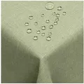 DecoHomeTextil Heimtextilmanufaktur Tischdecke Leinen Optik Tischdecke Tischtuch Abwaschbar Wasserabweisend grün Eckig 160 x 400 cm