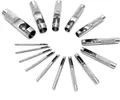Locheisen Satz 2-22mm 15tlg Kohlenstoffstahl für Leder, Gummi, Weichplastik u.v.m. Locheisenset