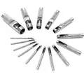 Wiltec Locheisen Satz 15 tlg. Lochpfeifen Carbonstahl 2-22 mm Lochstanzer Locheisensatz