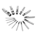 Locheisen Satz 2-22mm 15tlg aus Carbonstahl für Leder, Gummi, Weichplastik u.v.m. Locheisenset