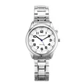 TalkJoy Profi Sprechende Armbanduhr Z-Armband Silber Uhr Senioren Blindenuhr Zeitansage Kalender (34mm Damenuhr)