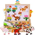 ✅​ Magnetisches Holzpuzzles Puzzle-Spiele Doppelseitiges Puzzle Zeichen-Staffele
