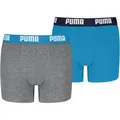 PUMA Boxershorts PUMA BOYS EVERYDAY BASIC BOXERS 2P (2er Pack) Boys, mit Logobund, elastisch blau|grau 146/152