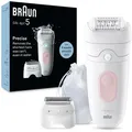 Braun Epilierer Silk-epil 5, 5-030, mit 3 Aufsätzen und Tasche, weiß/rosa