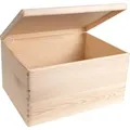 Creative Deco XXL Große Natur Holz-Kiste mit Deckel | 40x30x24 cm (+/-1cm) | Erinnerungsbox Baby | Holz-box Unlackiert Kasten | ohne Griffen | Dok... - Naturbelassen