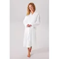 OTTO home Bademantel Juna Musselin, ideal für Sauna & Spa, Hotelbademantel, Morgenmantel, Langform, Musselin, Kimono-Kragen, Gürtel, modern, leichte Qualität, 100% Baumwolle weiß M | 120 cm