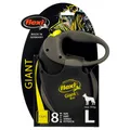 FLEXI Roll-Leine Giant L 8m schwarz-grau neon-gelb Gurt für Hunde bis max. 50 kg