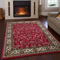 Teppich OTTO HOME "Ezzo, mit Bordüre, Kurzflor, Made in Belgium", rot, B:240cm H:7mm L:330cm