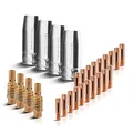 STAHLWERK MIG MAG Schweißzubehör AK15/MB15 AK14/MB14 Verschleißteile, Gasdüsen + Düsenträger + Stromdüsen für MIG MAG Schweißbrenner, Set 28-teilig