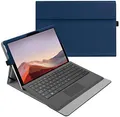 FINTIE Hülle für Microsoft Surface Pro 7+/ 7/6/ 5/4/ 3 Tablet 12.3 Zoll - Multi-Sichtwinkel Hochwertige Tasche Schutzhülle aus Kunstleder, Type Cover kompatibel, Marineblau