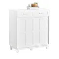 SoBuy FSB84-W Schuhschrank Buffet Küchenschrank Sideboard mit Schiebetüren Schrank Aufbewahrungsschrank Kommode Weiß BHT ca. 80x85x40cm
