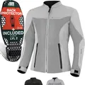 SHIMA OpenAir Motorrad Jacke Damen mit Protektoren AirForce Rückenprotektor Motorradjacke Sommer Mesh Belüftet Textiljacke Schutzjacken Protektorenjacke Luftige (Frauen, Grau, S)