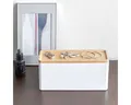 Yamazaki Aufbewahrungsbox "Rin" Aufbewahrungsdose 3-tlg. mit Deckel aus Holz 24x11cm, rechteckig, Kunststoffkorpus in weiß matt