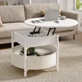 KIMENICH Couchtisch Höhenverstellbarer, Wohnzimmertisch mit Korb aus Stoff, Weiß