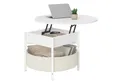 MSMASK Couchtisch Wohnzimmertisch mit Korb aus Stoff, höhenverstellbar (1-St), Rundes Lift-Top-Couchtisch, Beistelltisch, Kaffeetisch, 70x70x50 cm