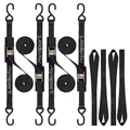 Ayaport Cam Buckle Tie Down Straps 4 x 1000kgs Break Strength Securing Straps with S Hooks for Motorcycle, Kayak, Car, Truck, Boat, Dirt Bike, Pack of 4 (1.8Mx2.5CM)