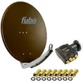 Antenne Fuba 74x84 cm Alu Braun DAA 780 + Premium X DELUXE Quad LNB 0,1 dB + 8x F-Stecker