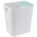 ONVAYA® Mülltrennsystem Tom | Mülltrennung mit mehreren Fächern | Mülleimer in creme-weiß | Abfalleimer für Küche & Bad (18L Grau-Mint)