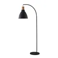 Lindby Stehlampe Skandi Holz Metall, Stehleuchte Lampenschirm schwarz Leselampe Wohnzimmer Wohnzimmerlampe Standlampe 1x E27 ohne Leuchtmittel