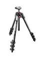 Manfrotto MT190CXPRO4 Carbon-Fotostativ mit 90° Mittelsäule – 4-teiliges Kamerastativ für spiegellose Kameras & DSLR, Schwarz/Anthrazit
