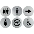 Securit® Edelstahlschilder-Set – Damen, Herren, Unisex, Rollstuhl, Pfeil, Rauchverbot – 6 Stück