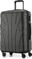 Suitline - Hartschalen-Koffer mittelgroß mit Dehnfuge Check-In Gepäck Trolley erweiterbar Rollkoffer Reisekoffer, größe M, 4 Rollen, TSA, 66 cm, 100% ABS,Graphit