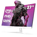 CRUA 27" Curved Gaming Monitor, FHD 1920x1080P, 200Hz Computer Monitor, 1800R VA Screen, 120% sRGB, Support AMD FreeSync, Blue Light Filter, HDMI & DP, Wall Mount Install- White