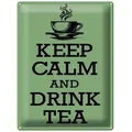 Femer GmbH Metallschild Spruch 30x40cm Keep Calm and Drink Tea, (1 St), gewölbte Oberfläche, abgerundete Ecken, umgeschlagene Kanten