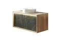 Lanzet Badmöbel-Set LANZET DUNE Waschbecken mit Unterschrank, LED Beleuchtung, Gussmarmor