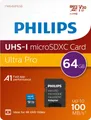 Philips FM64MP65B/00 Ultra PRO Micro SDXC Class 10 UHS-I U3 A1 microSDXC Speicherkarte, 64 GB, Class 10 / UHS-III