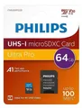 Philips Micro SDXC Karte 64GB Class 10 UHS-I U3 Speicherkarte inkl. Adapter 4K