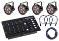 Mobiles Scheinwerfer-Komplettset mit 4x RGB LED Spots 1x DMX- Controller & Kabel