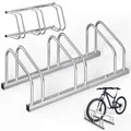 Monzana® Fahrradständer für 3 Fahrräder 37cm Radabstand 30-65mm Reifenbreite rostfreier Stahl selbstsichernde Schrauben Boden oder Wandmontage Mehrfachständer Fahrradhalter Aufstellständer Radständer