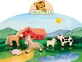 Holztiger Spielwelt Bauernhof-Set aus Holz – Kalb, Fohlen, Esel, Ferkel, Lamm, (5-tlg), hangefertigt und per Hand bemalt - jedes Stück ist ein Unikat