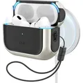 ESR Orbit Hybrid HaloLock Case Apple AirPods Pro (2. Generation 2023, 2. Generation 2022, 1. Generation 2019) Titan MagSafe kompatibel, Mit Handschlaufe,