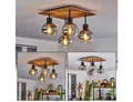 hofstein Deckenleuchte »Caronia« Deckenlampe aus Metall/Glas in Schwarz/Messing/Rauchfarben, ohne Leuchtmittel, E27, Moderne Leuchte