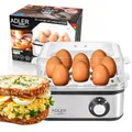 ADLER EUROPE AD 4486 Eierkocher 8 Eier – Weich, Mittel, Hart, gleichzeitiges Kochen, Messbecher mit Einstichnadel, Abschaltautomatik mit akustischem Signal, Pochiereinsatz, 500W